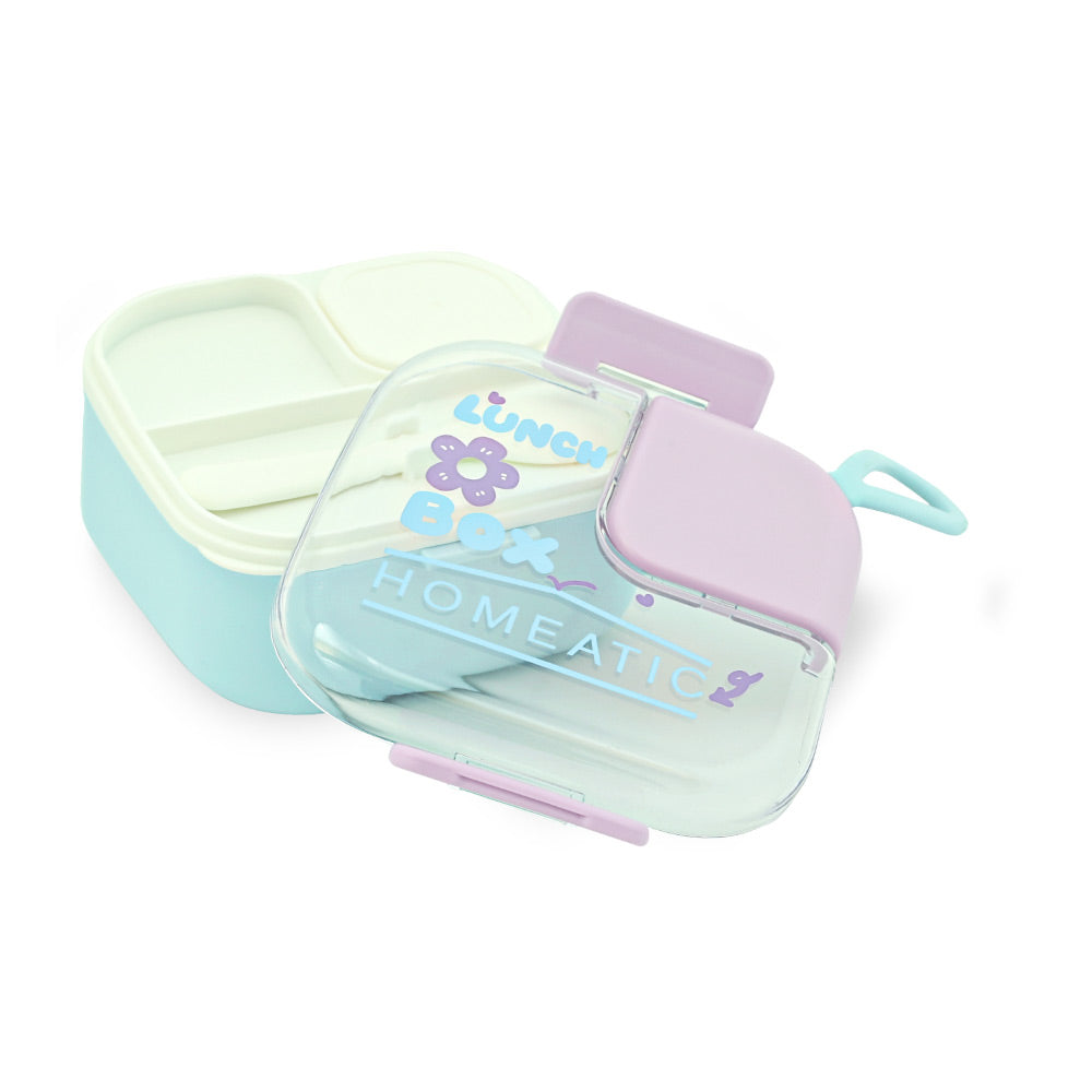 HOMEATIC SQUARE BENTO PLASTIC BLUE LUNCH BOX 750ML/600ML