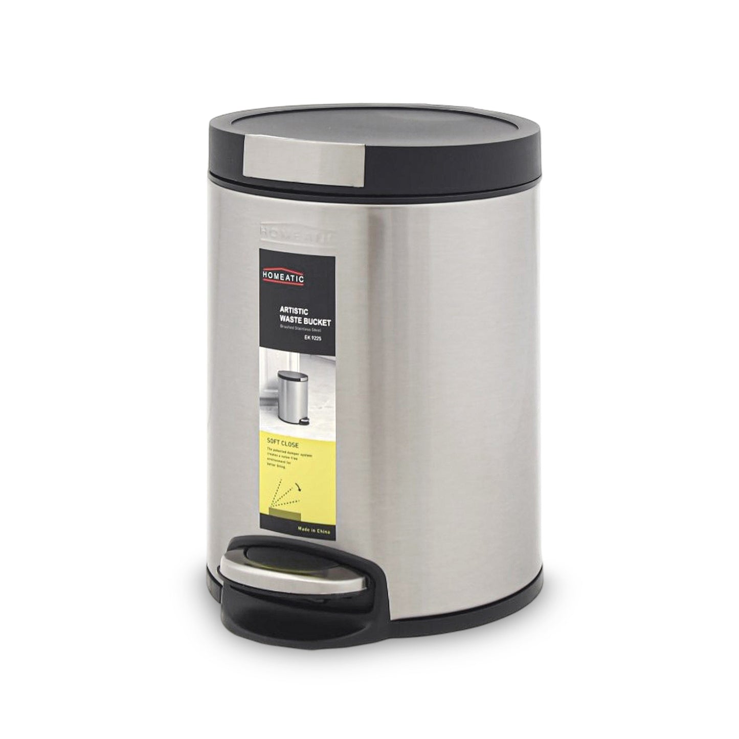 HOMEATIC STAINLES STEEL PEDAL BIN - SILVER