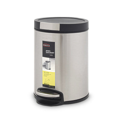 HOMEATIC STAINLES STEEL PEDAL BIN - SILVER
