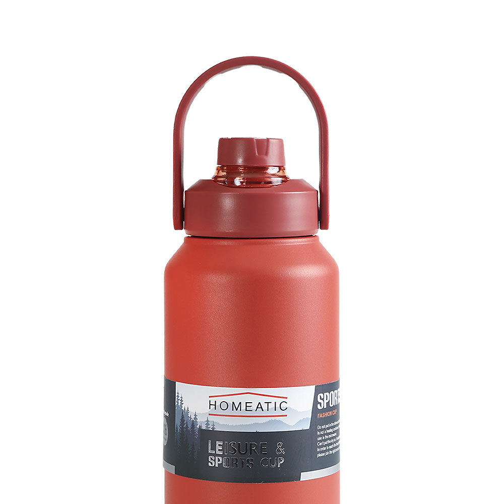 HOMEATIC LEISURE & SPORTS VACUUM FLASK RED STEEL WATER BOTTLE 1300 ML