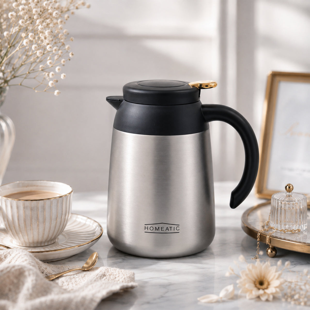 HOMEATIC VACUUM COFFEE POT SILVER 1000 ML