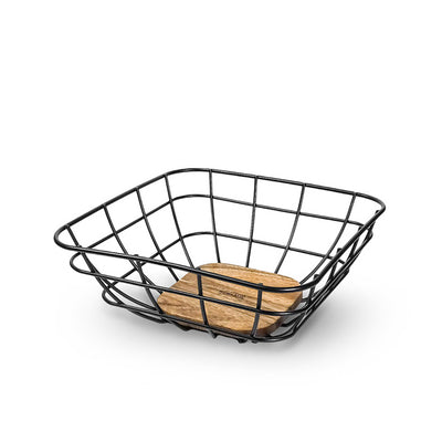 HOMEATIC INDUSTRIAL WIRE FRUIT BASKET WITH WOODEN BASE