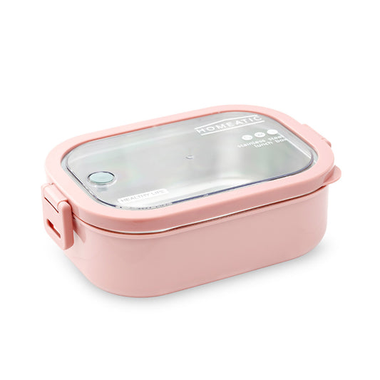 HOMEATIC LARGE BENTO STAINLESS STEEL PINK LUNCH BOX 1300ML
