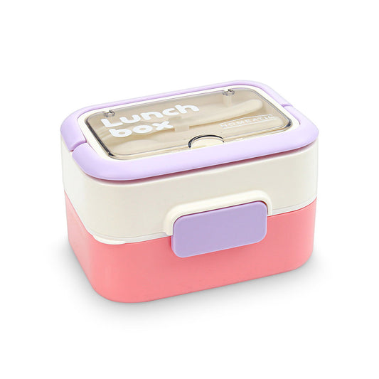 HOMEATIC STACKABLE MULTI-TIER STAINLESS STEEL PINK LUNCH BOX 200*2 + 600ML