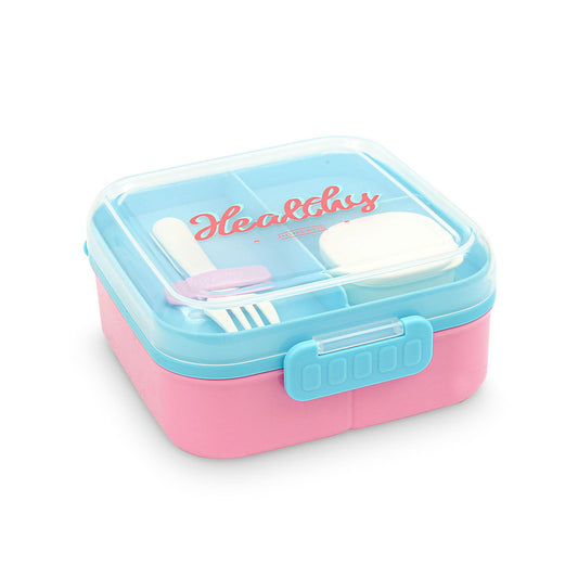HOMEATIC HEALTHY BENTO PLASTIC PINK LUNCH BOX WITH CUTLERY 1.5LTR