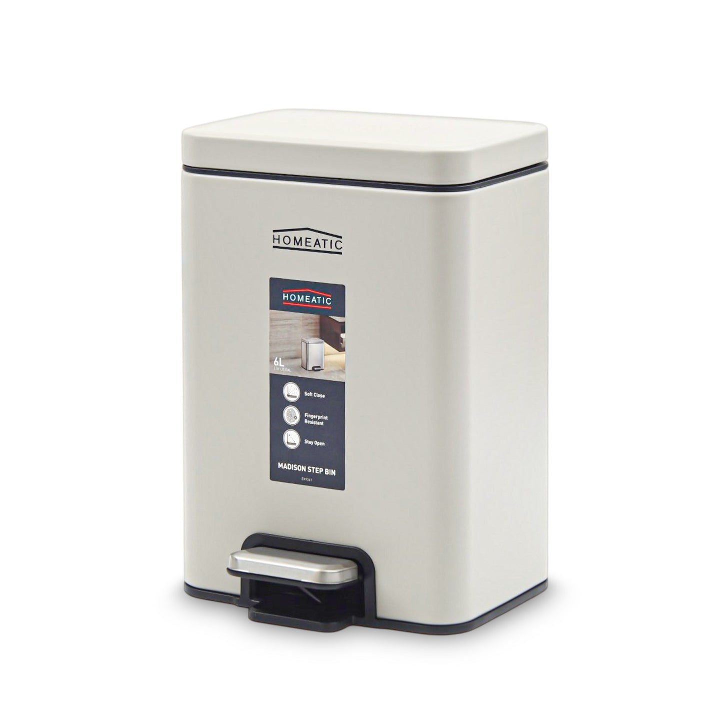 HOMEATIC STAINLES STEEL PEDAL BIN-GREY