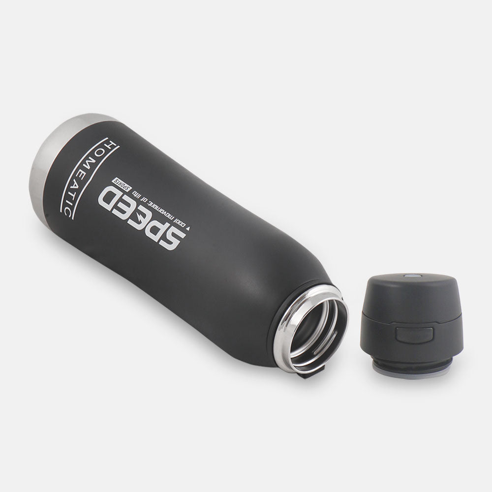 HOMEATIC VACUUM FLASK BLACK STEEL WATER BOTTLE 800 ML