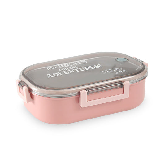 HOMEATIC ADVENTURE COMPACT STAINLESS STEEL PINK LUNCH BOX 710ML