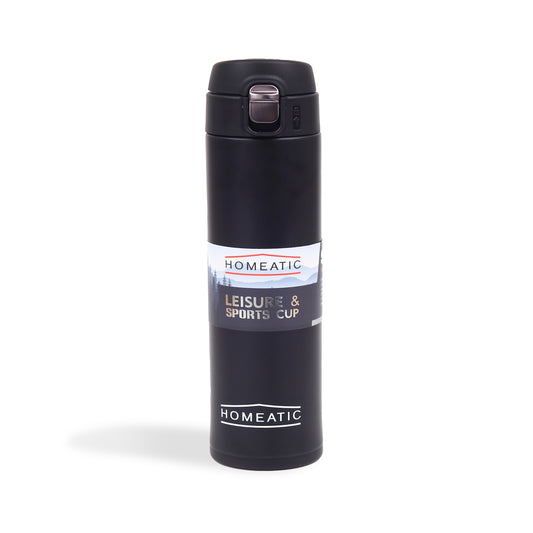 HOMEATIC VACUUM FLASK - BLACK STEEL WATER BOTTLE 500 ML