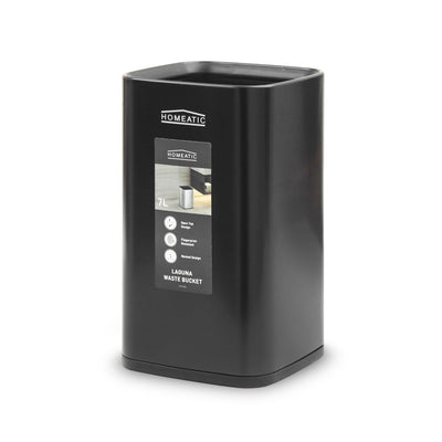 HOMEATIC LAGUNA OPEN TOP TRASH BIN 7 LITRE-BLACK