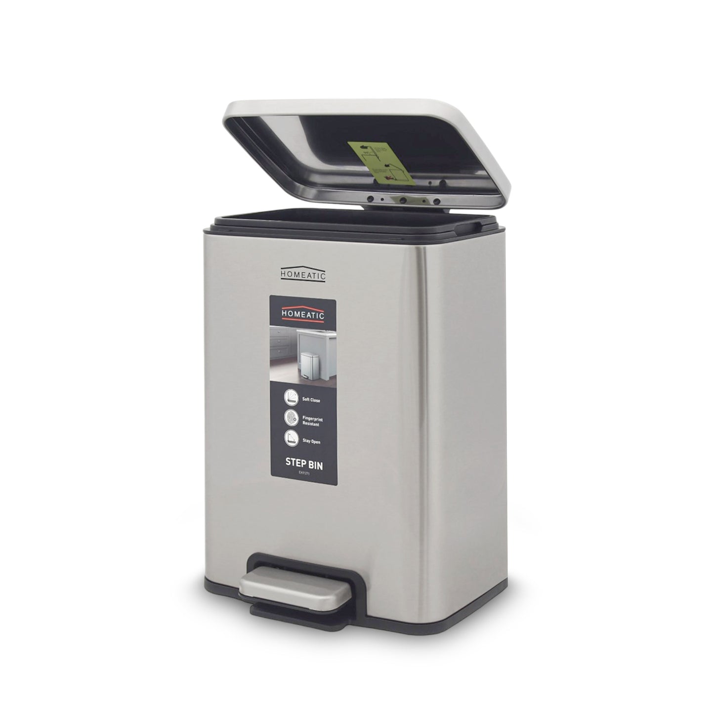 HOMEATIC STAINLES STEEL PEDAL BIN SILVER