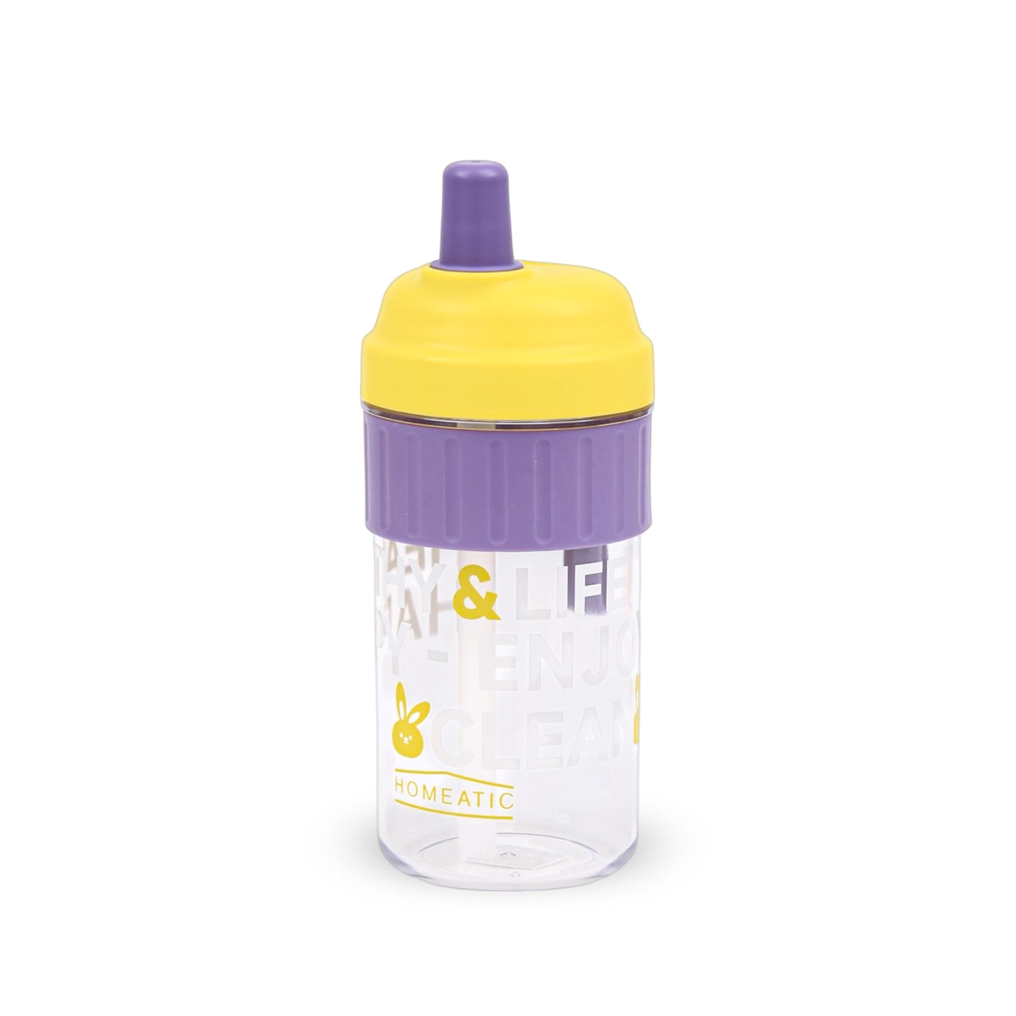 HOMEATIC HAPPY BUNNY YELLOW WATER BOTTLE WITH STRAW 850ML