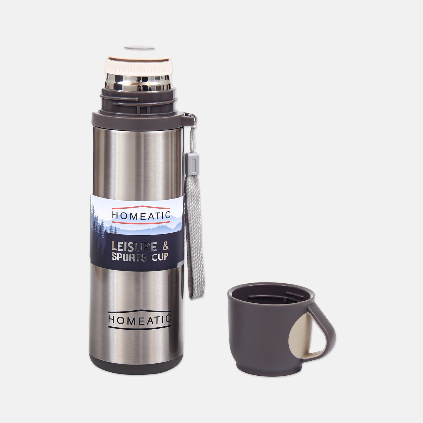 HOMEATIC VACUUM FLASK SILVER STEEL WATER BOTTLE 500 ML