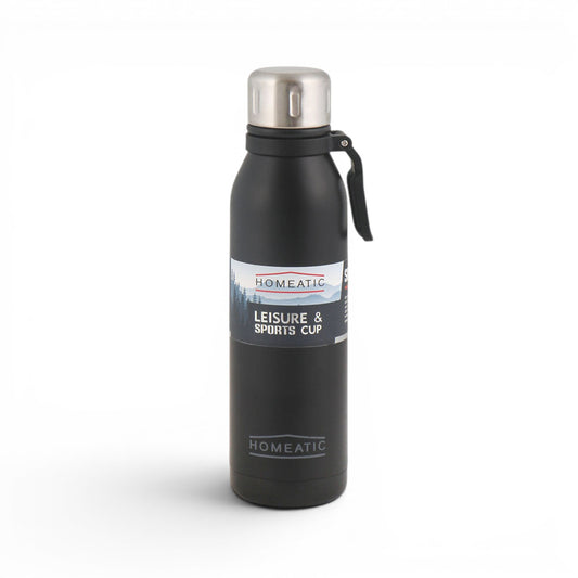 HOMEATIC VACUUM FLASK BLACK STEEL WATER BOTTLE 700 ML