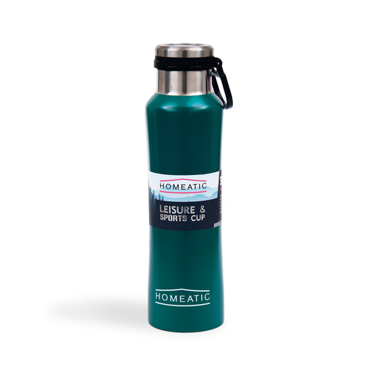 HOMEATIC VACUUM FLASK DARK GREEN STEEL WATER BOTTLE 550 ML
