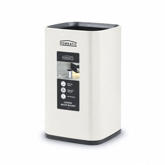 HOMEATIC LAGUNA OPEN TOP TRASH BIN 7 LITRE-WHITE