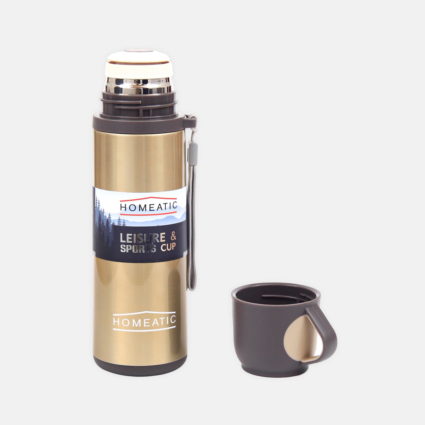 HOMEATIC VACUUM FLASK GOLDEN STEEL WATER BOTTLE 500 ML