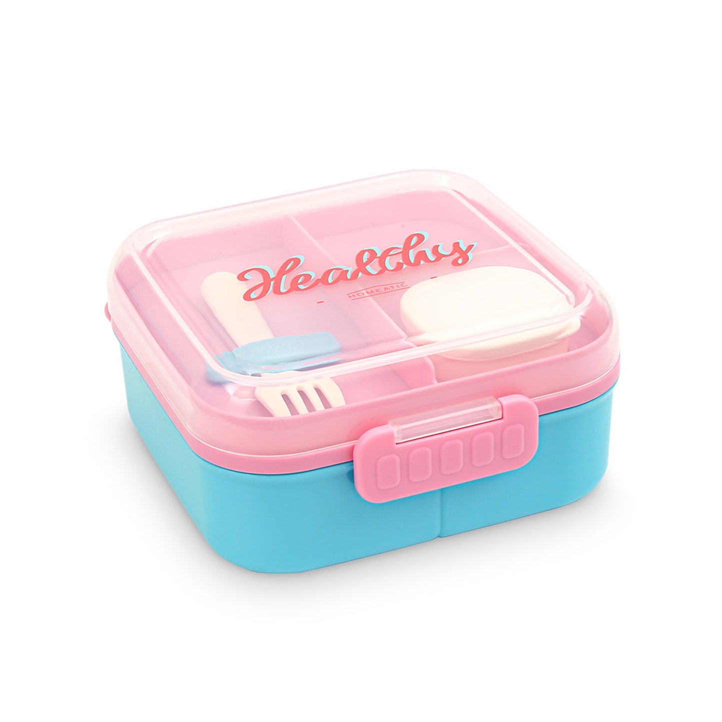 HOMEATIC HEALTHY BENTO PLASTIC BLUE LUNCH BOX WITH CUTLERY 1.5LTR