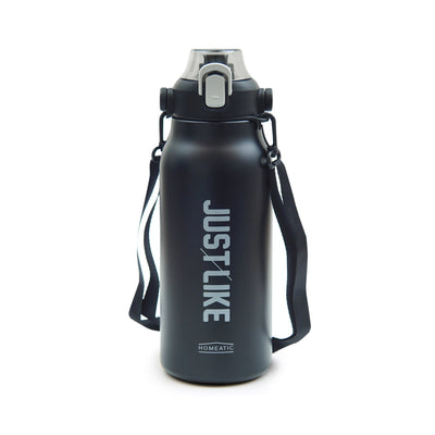 HOMEATIC VACUUM FLASK - BLACK STEEL WATER BOTTLE 1800ML