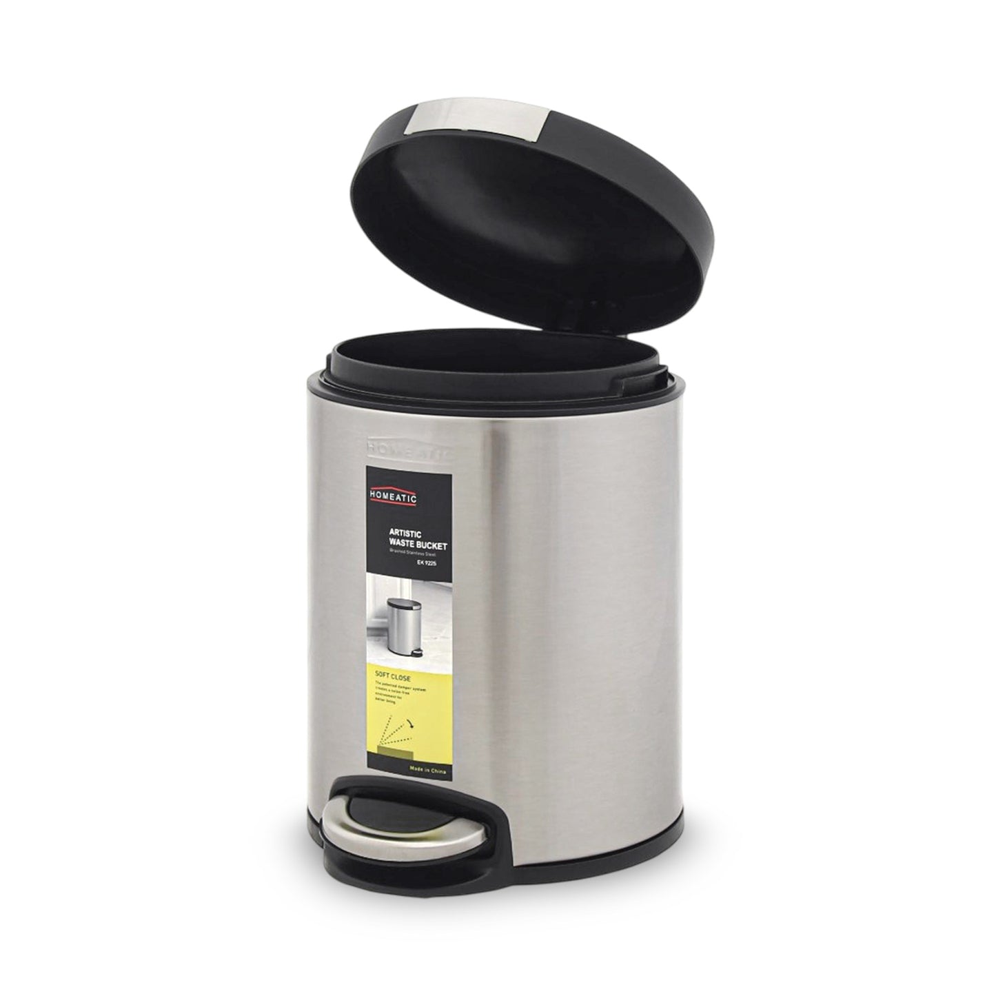 HOMEATIC STAINLES STEEL PEDAL BIN - SILVER