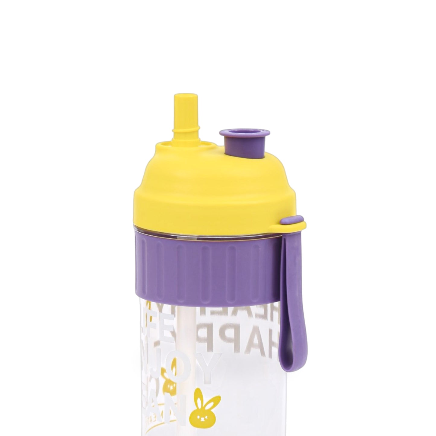 HOMEATIC HAPPY BUNNY YELLOW WATER BOTTLE WITH STRAW 850ML