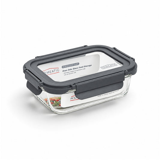 HOMEATIC BOROSILICATE GLASS HEAT RESISTANT CONTAINER (GREY)