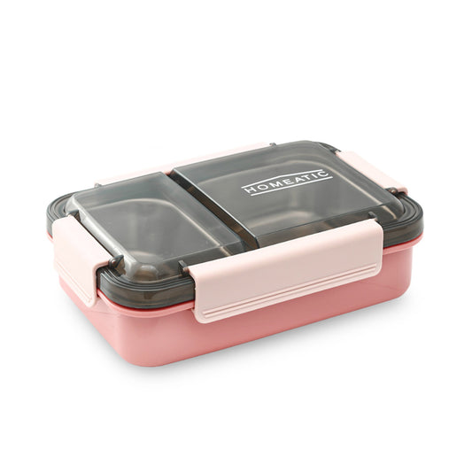 HOMEATIC MULTI-COMPARTMENT PINK STAINLESS STEEL LUNCH BOX 750ML