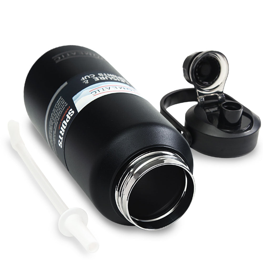 HOMEATIC LEISURE & SPORTS VACUUM FLASK BLACK STEEL WATER BOTTLE 1300 ML