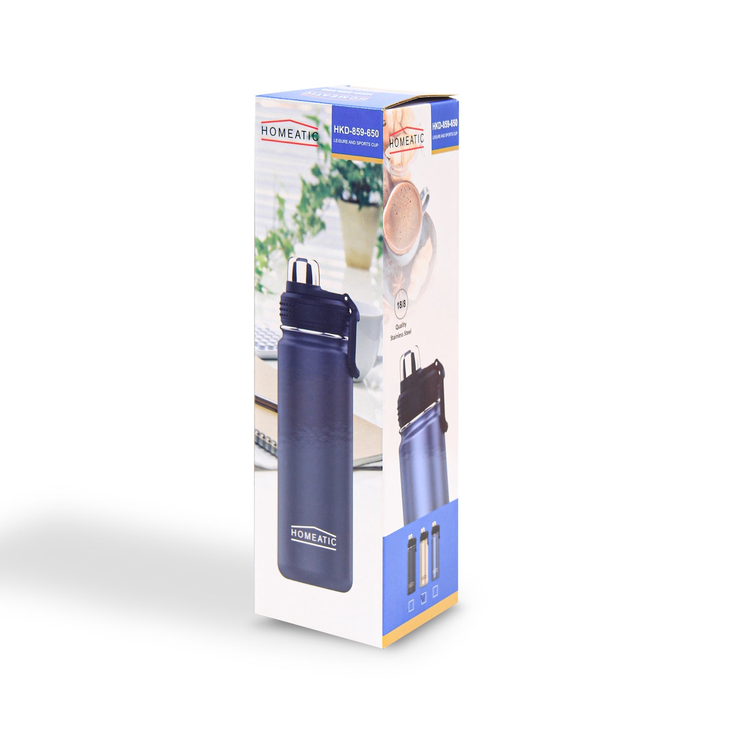 HOMEATIC VACUUM FLASK SILVER STEEL WATER BOTTLE 650 ML
