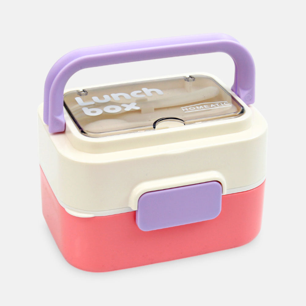 HOMEATIC STACKABLE MULTI-TIER STAINLESS STEEL PINK LUNCH BOX 200*2 + 600ML