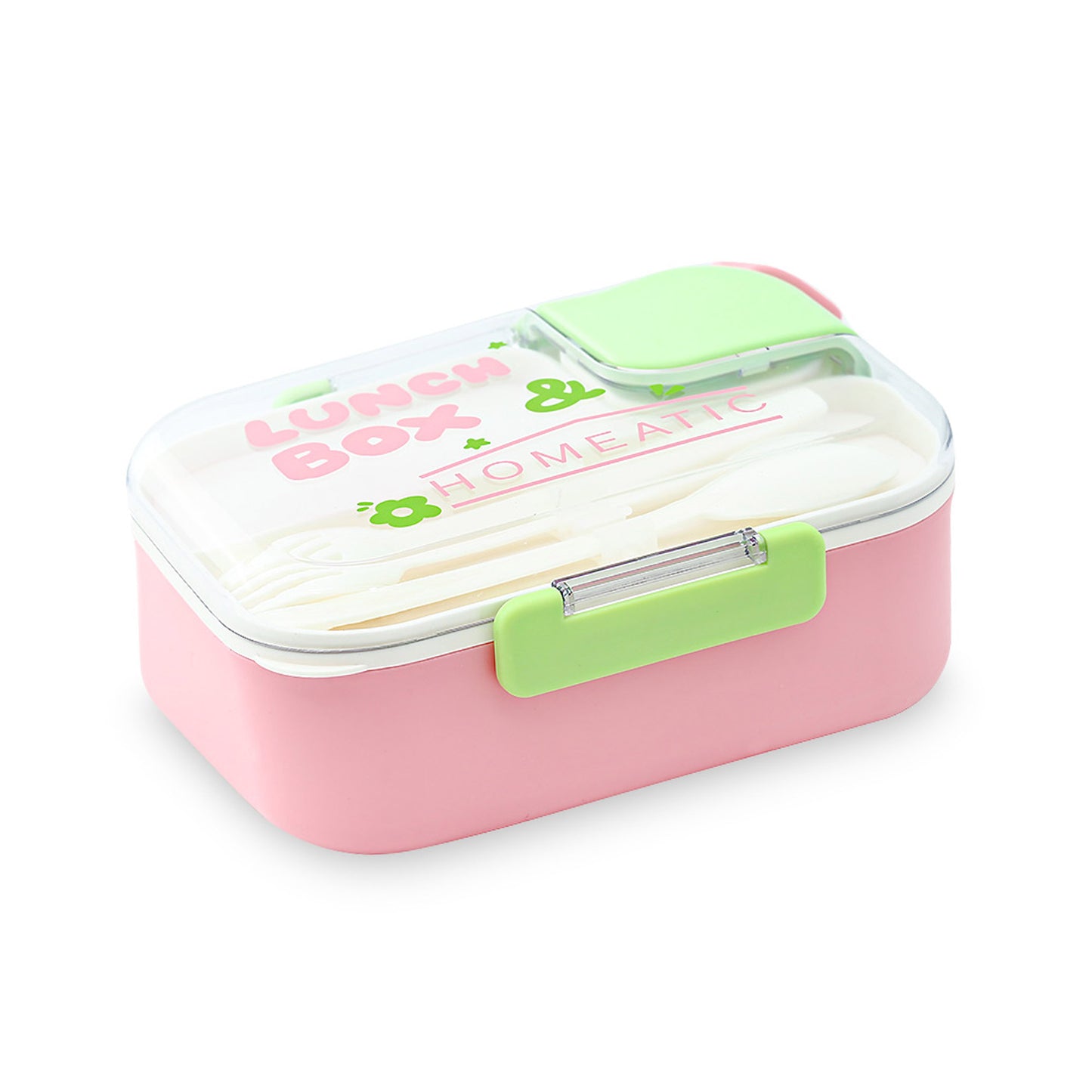 HOMEATIC DELUXE PLASTIC PINK LUNCH BOX 1100ML/200ML