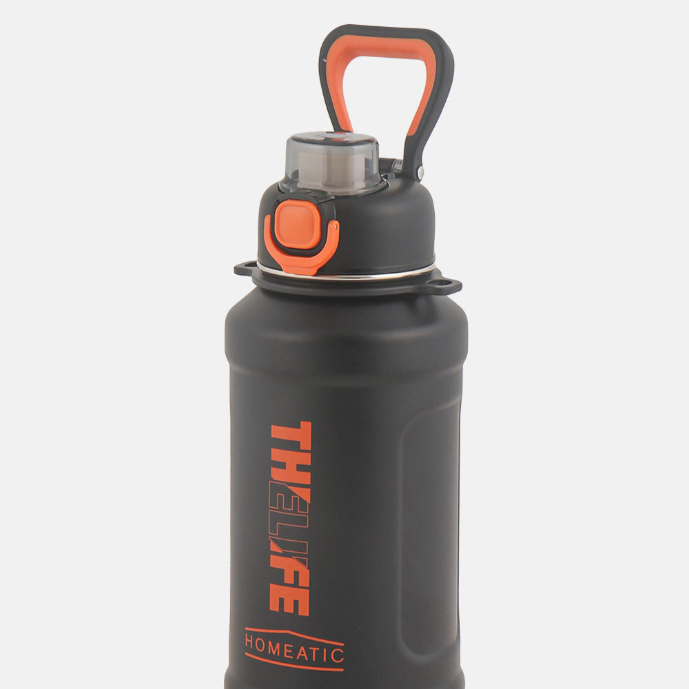 HOMEATIC VACUUM FLASK - BLACK STEEL WATER BOTTLE 1000 ML