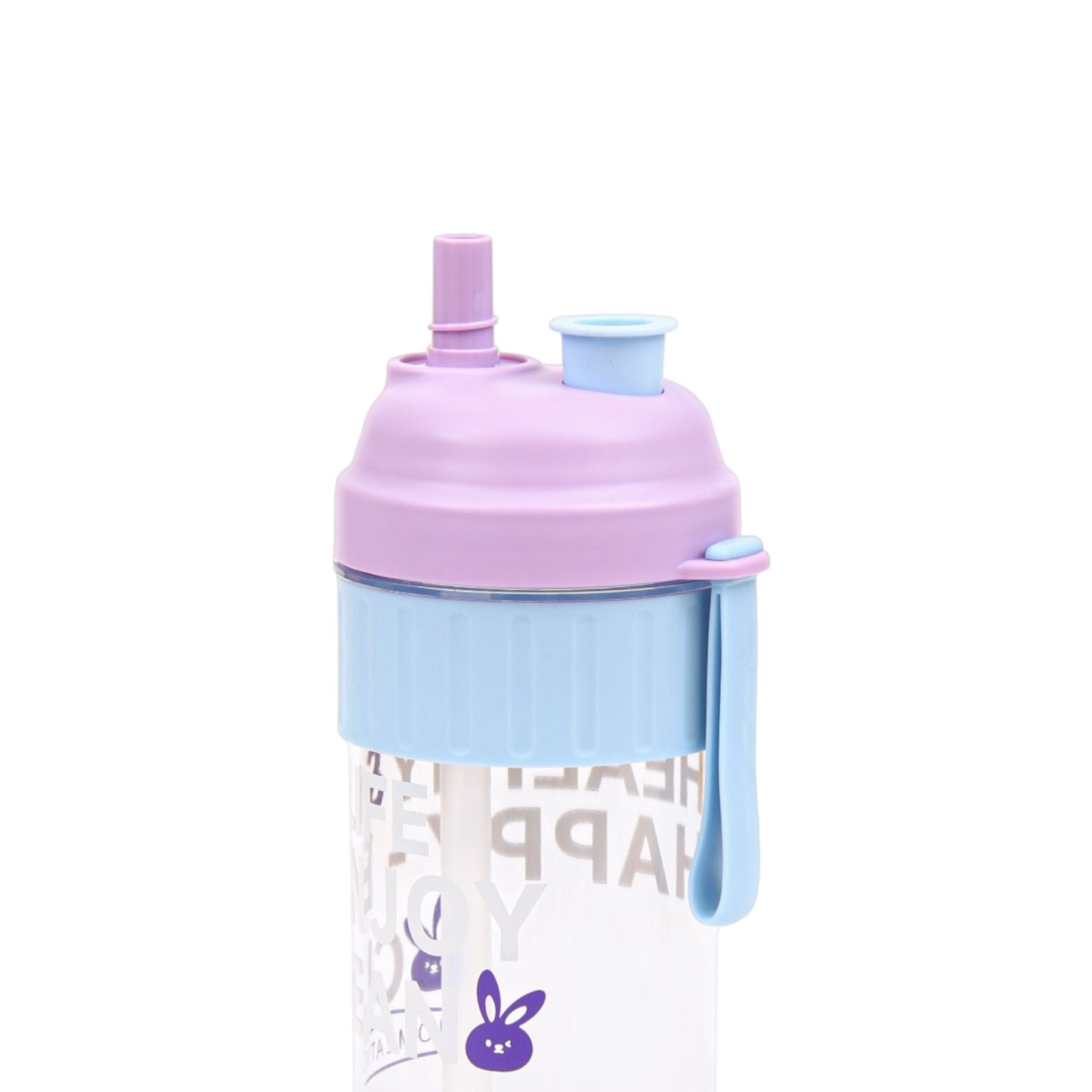 HOMEATIC HAPPY BUNNY PURPLE WATER BOTTLE WITH STRAW 850ML