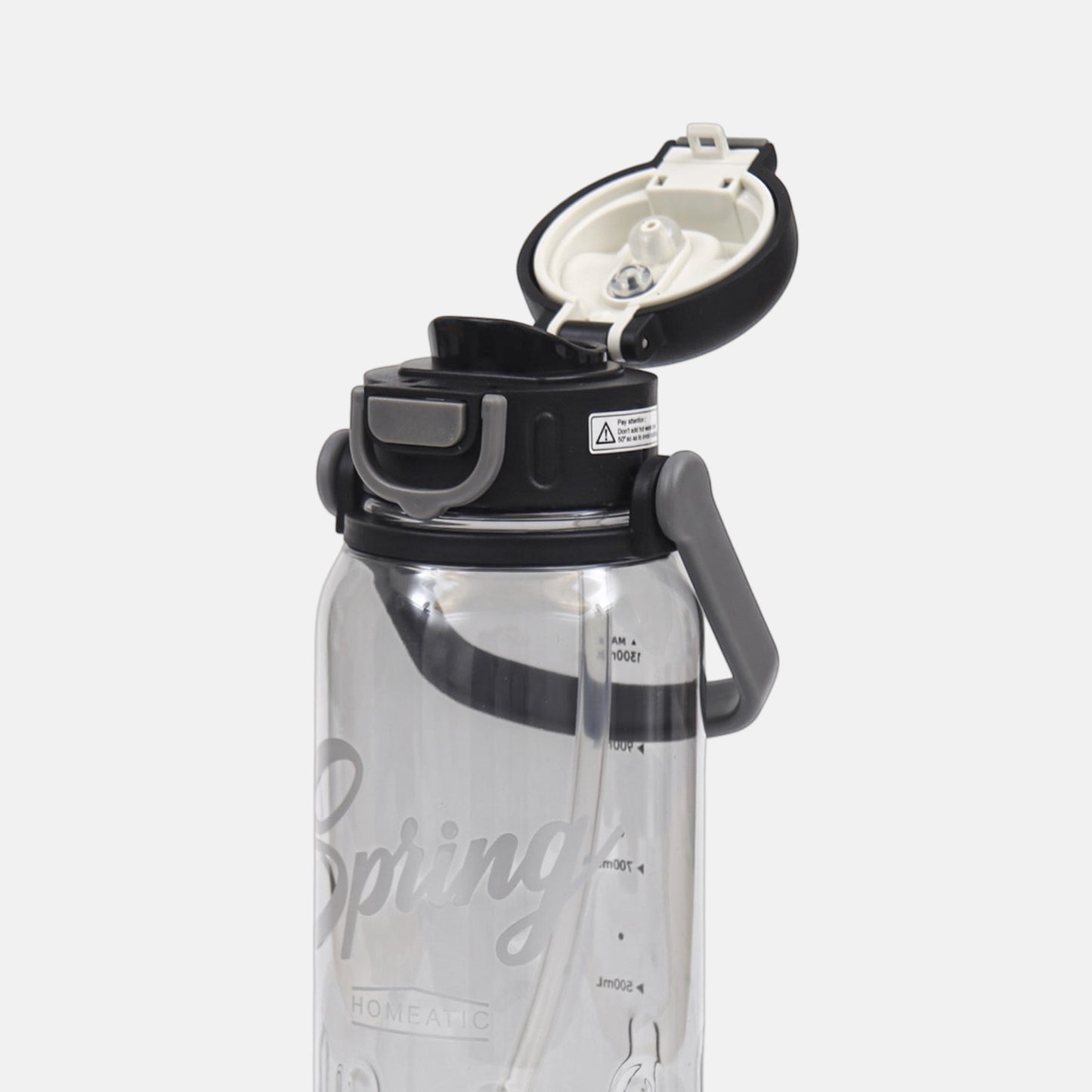HOMEATIC SPRING HYDRATION BOTTLE - BLACK SPORTS WATER BOTTLE 1300ML