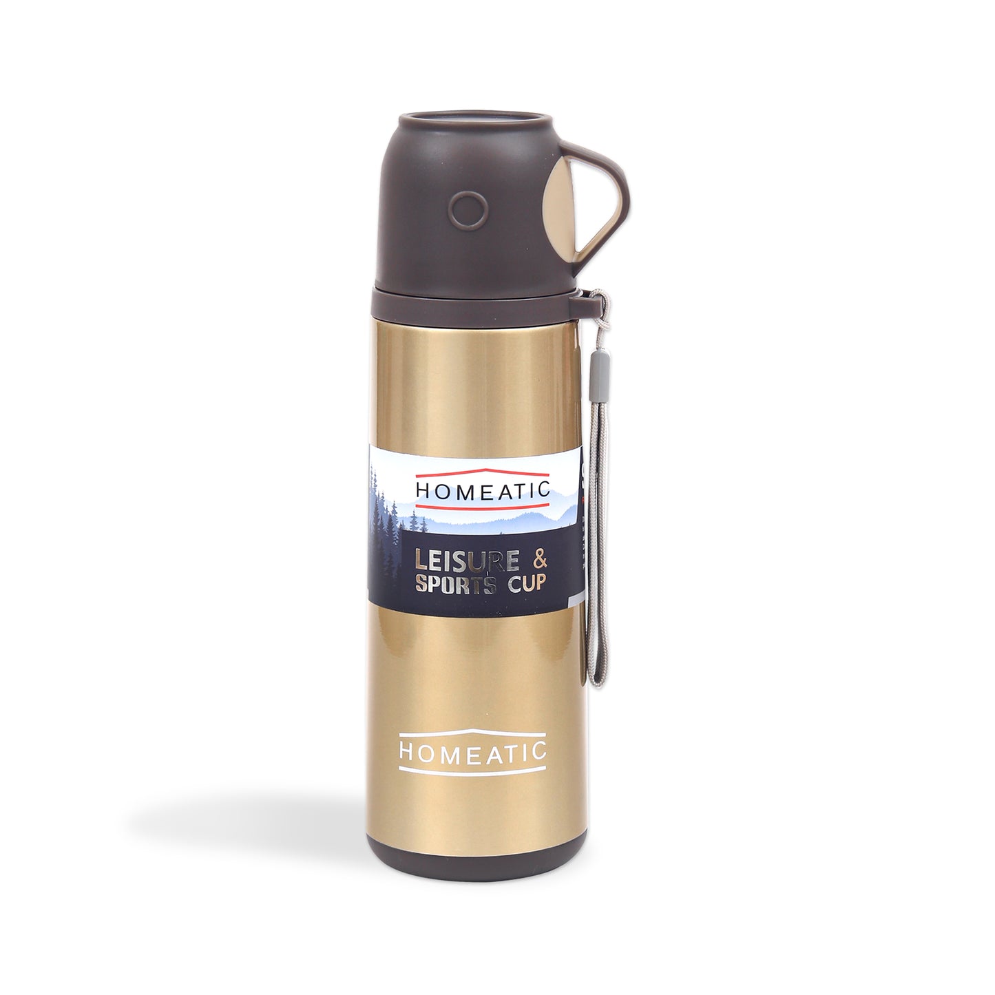 HOMEATIC VACUUM FLASK GOLDEN STEEL WATER BOTTLE 500 ML