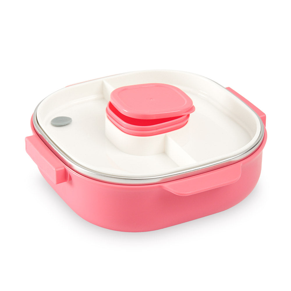 HOMEATIC FRIENDS STAINLESS STEEL PINK LUNCH BOX 700ML