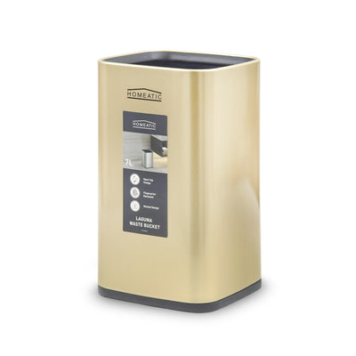 HOMEATIC LAGUNA OPEN TOP TRASH BIN 7 LITRE-GOLDEN