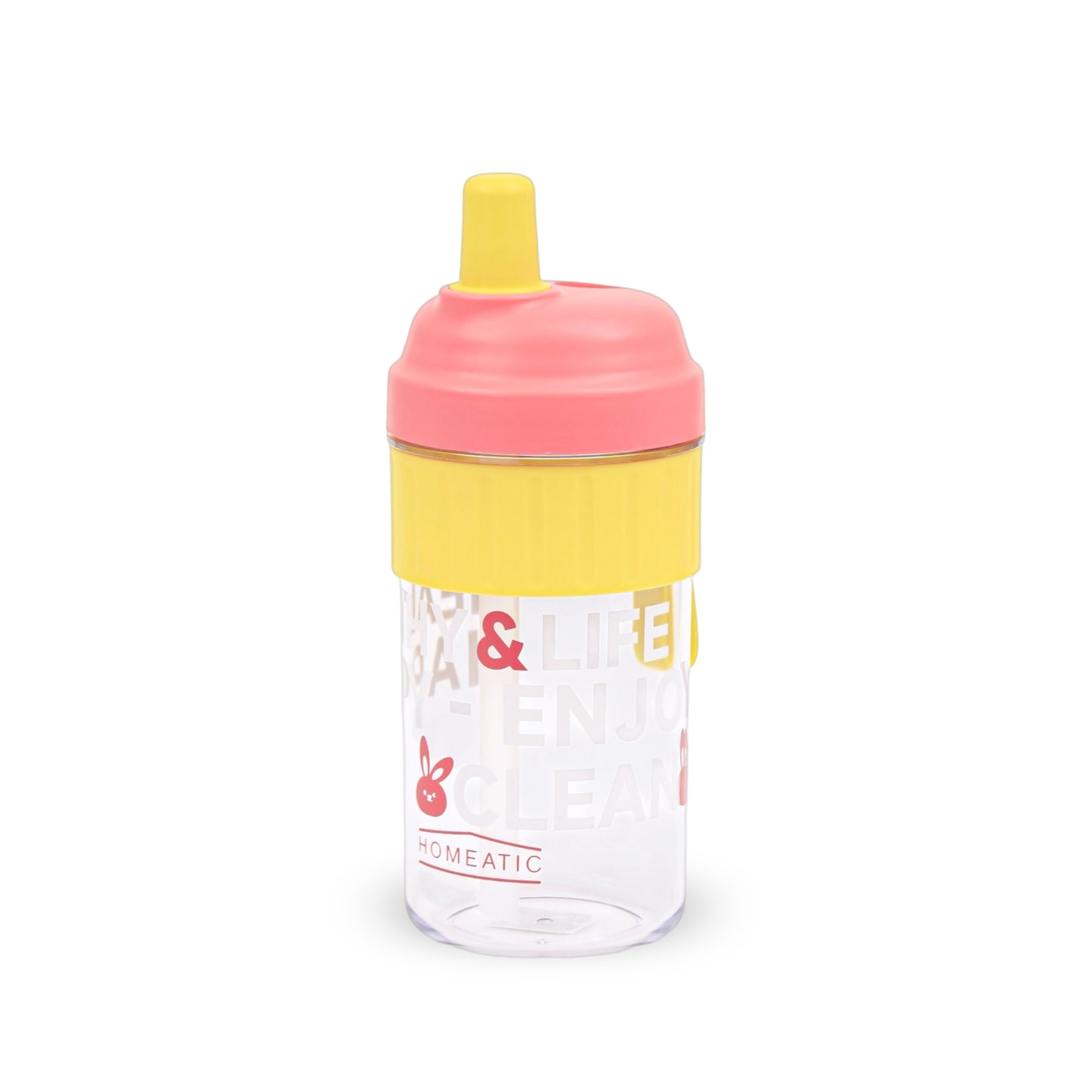 HOMEATIC HAPPY BUNNY PINK WATER BOTTLE WITH STRAW 850ML