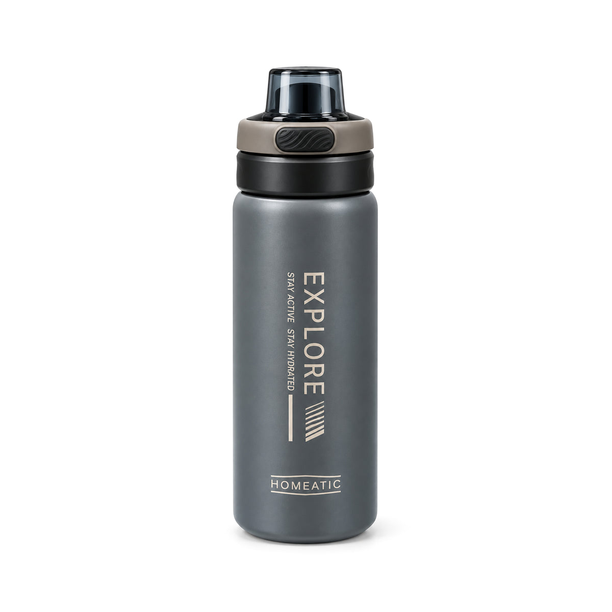 HOMEATIC EXPLORE STAINLESS STEEL WATER BOTTLE GREY