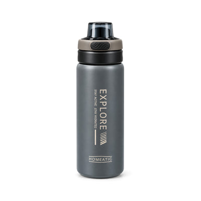 HOMEATIC EXPLORE STAINLESS STEEL WATER BOTTLE GREY