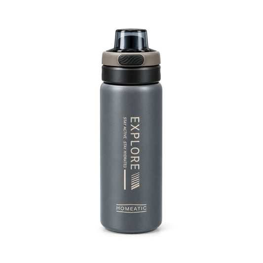 HOMEATIC EXPLORE STAINLESS STEEL WATER BOTTLE GREY