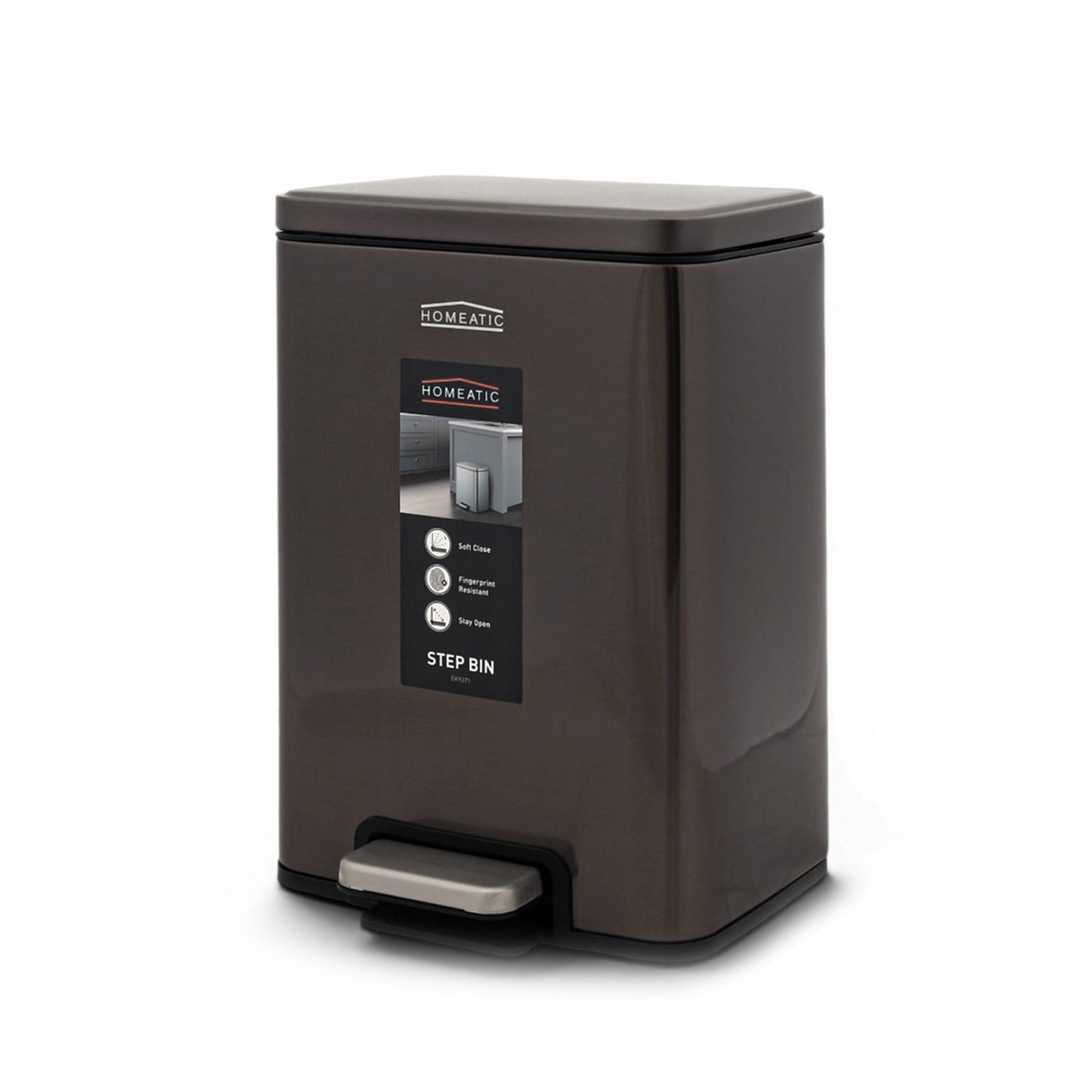 HOMEATIC STAINLES STEEL PEDAL BIN BLACK
