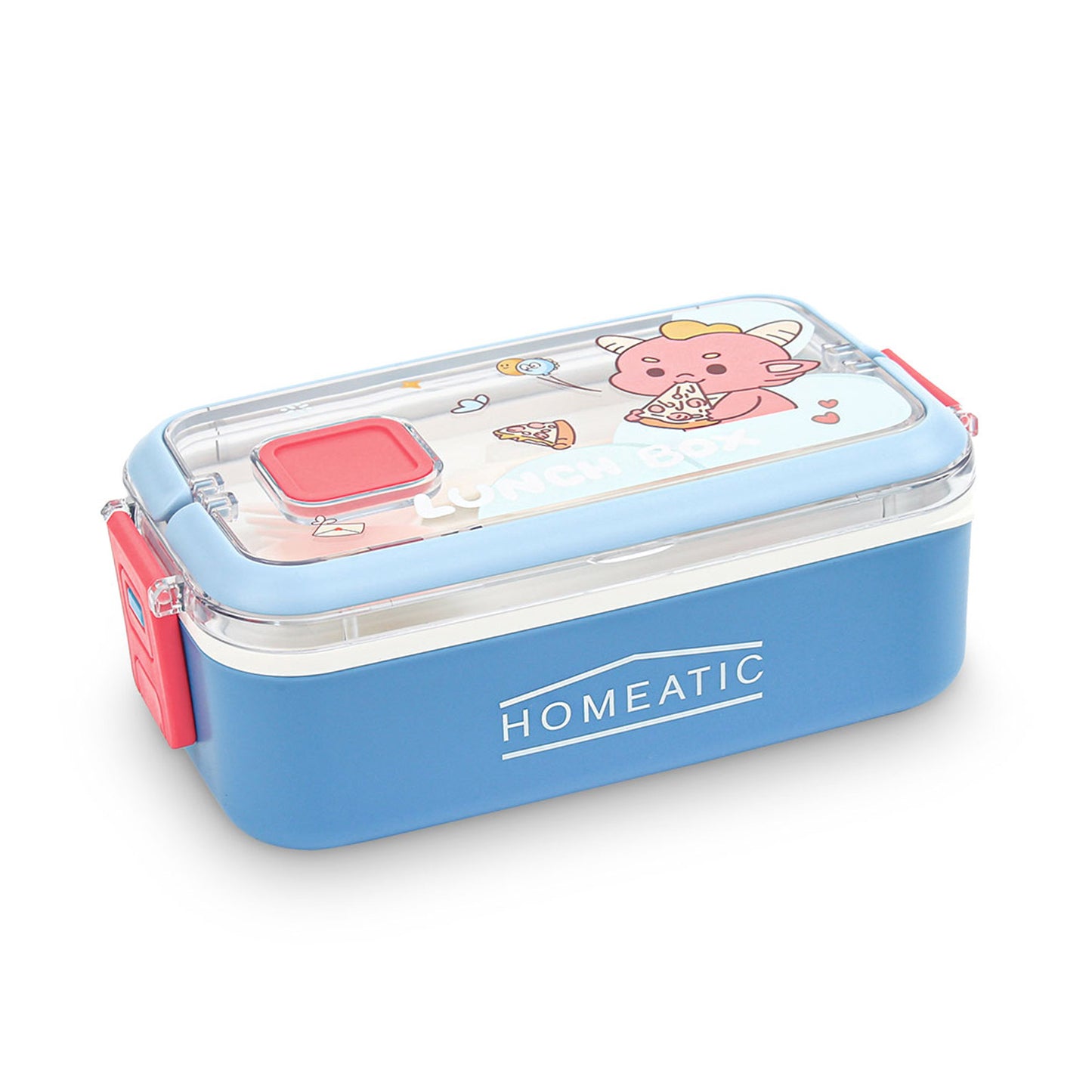 HOMEATIC KAWAI FRIENDS BLUE PLASTIC LUNCH BOX WITH CUTLERY 1LTR