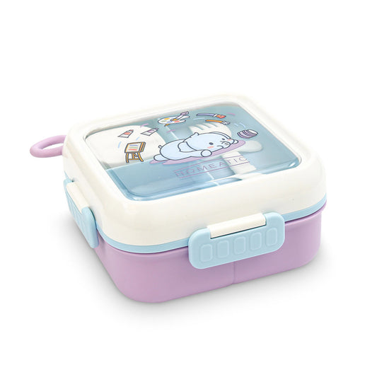 HOMEATIC DREAMY FRIENDS PURPLE PLASTIC LUNCH BOX WITH CUTLERY 1LTR