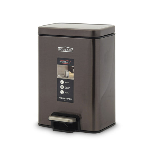 HOMEATIC STAINLESS STEEL PEDAL BIN-BLACK
