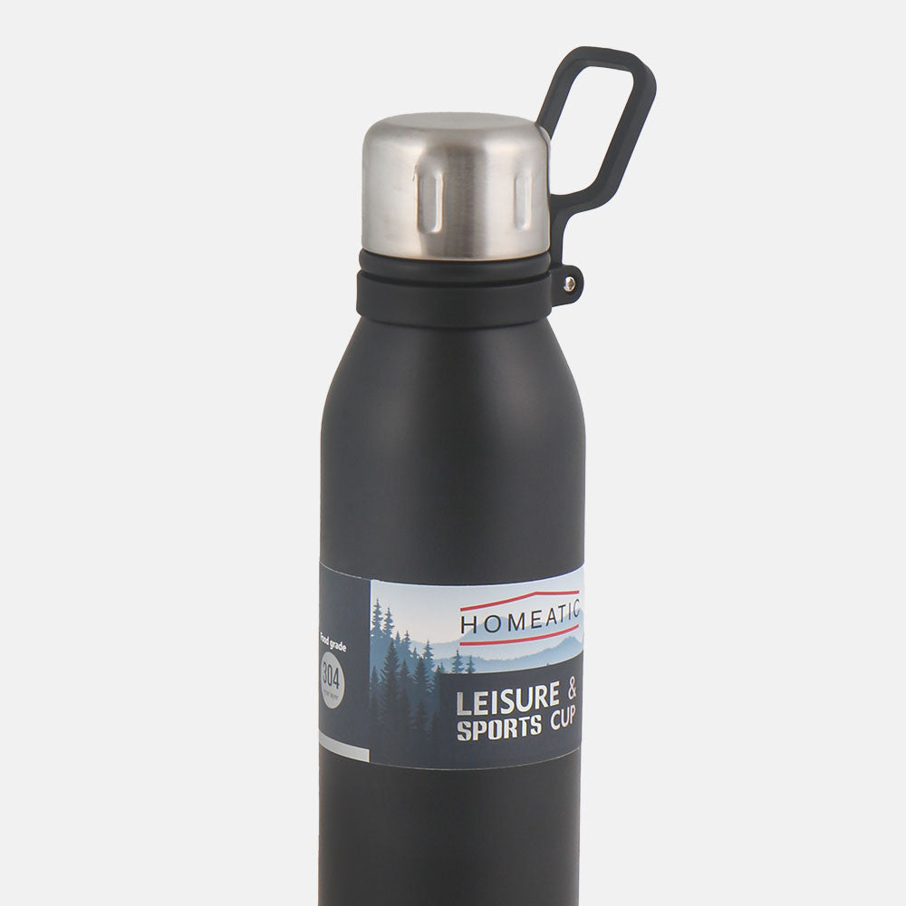 HOMEATIC VACUUM FLASK BLACK STEEL WATER BOTTLE 700 ML