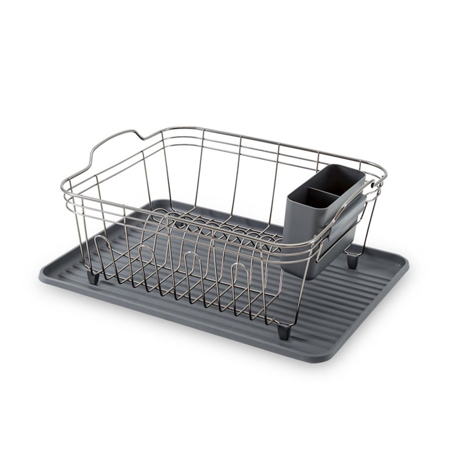 HOMEATIC STAINLESS STEEL GREY DISH RACK WITH DRAIN TRAY