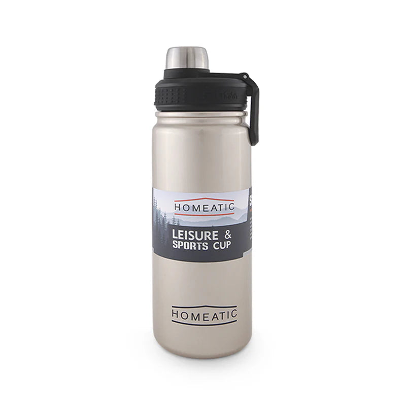 HOMEATIC VACUUM FLASK SILVER STEEL WATER BOTTLE 650 ML