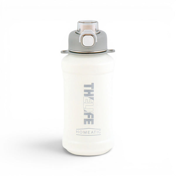 HOMEATIC THE LIFE VACUUM FLASK - WHITE STEEL WATER BOTTLE 1000 ML