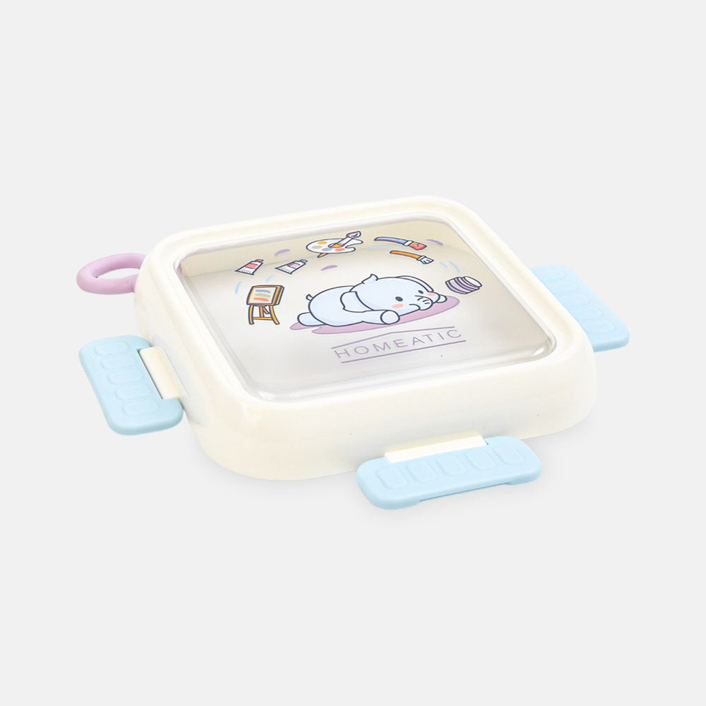 HOMEATIC DREAMY FRIENDS PURPLE PLASTIC LUNCH BOX WITH CUTLERY 1LTR